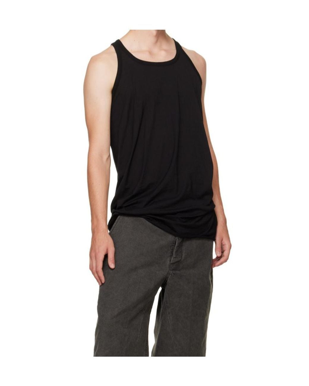 Rick Owens Black Long Sleeveless Tank Top for men