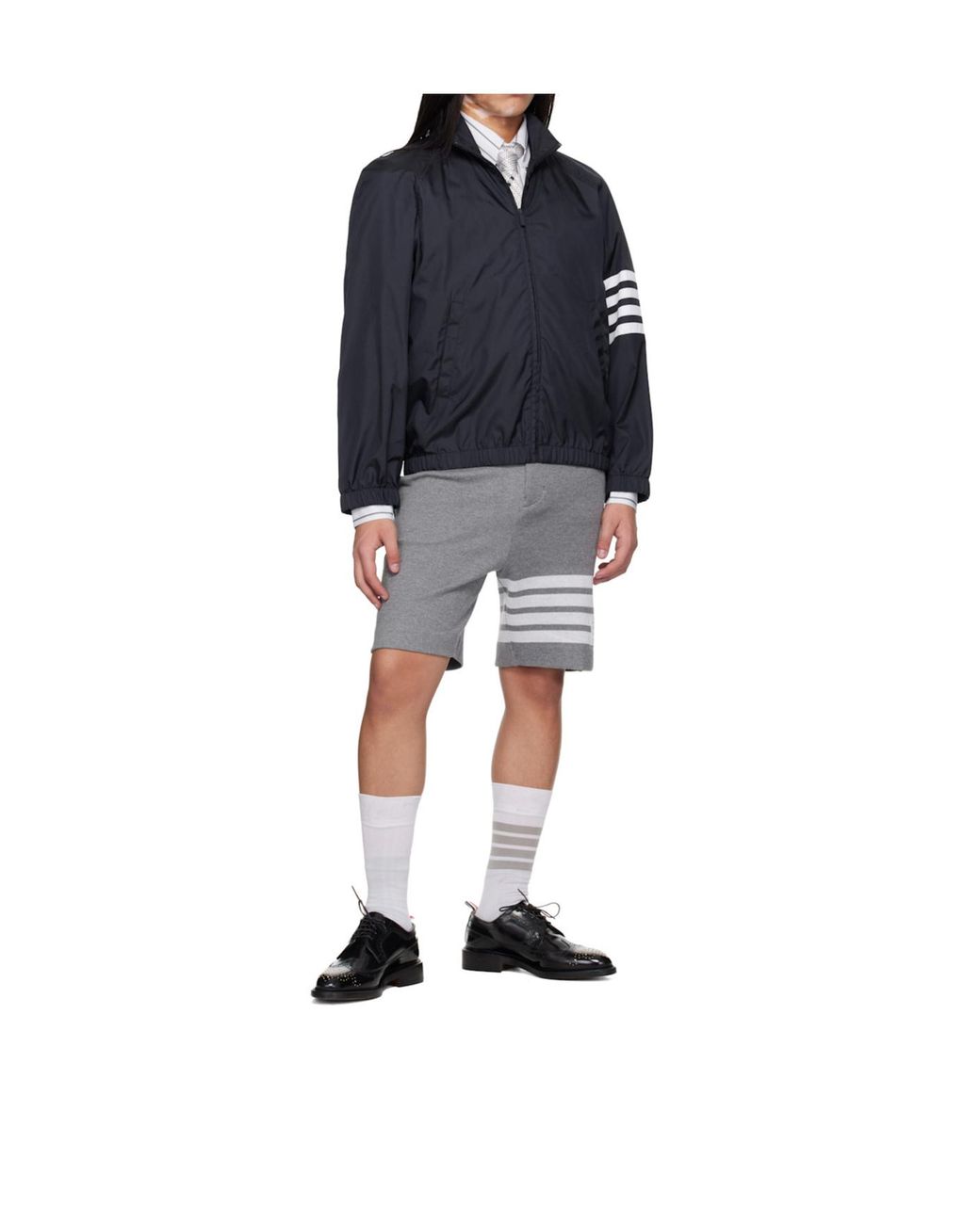 Thom Browne Blue 4-Bar Stripe Zipped Jacket for men