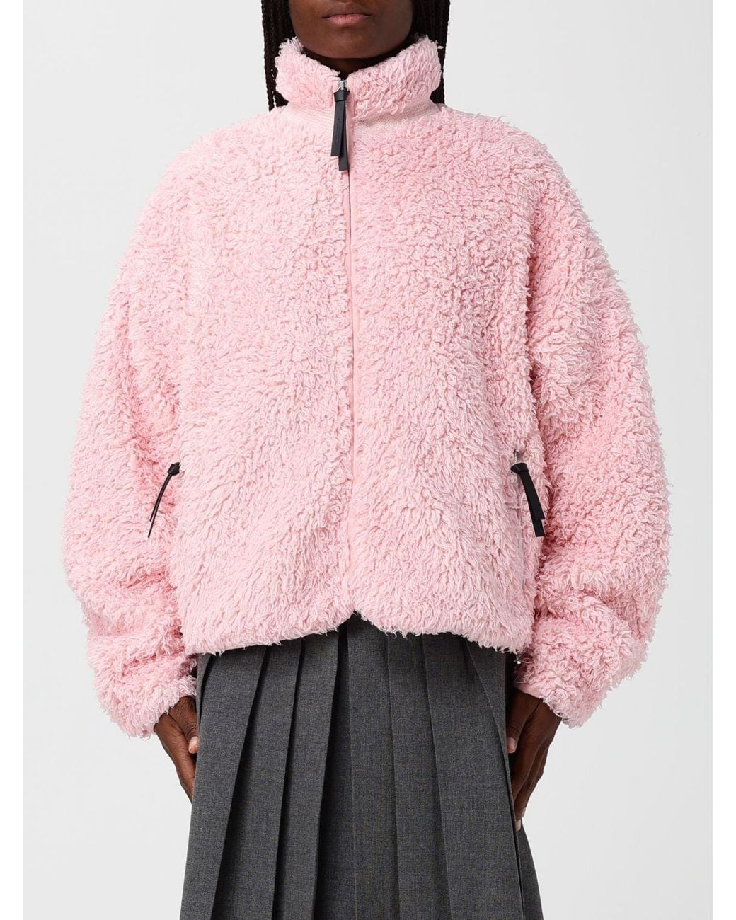 Jil Sander Pink Stand-Up Collar Fleece Jacket