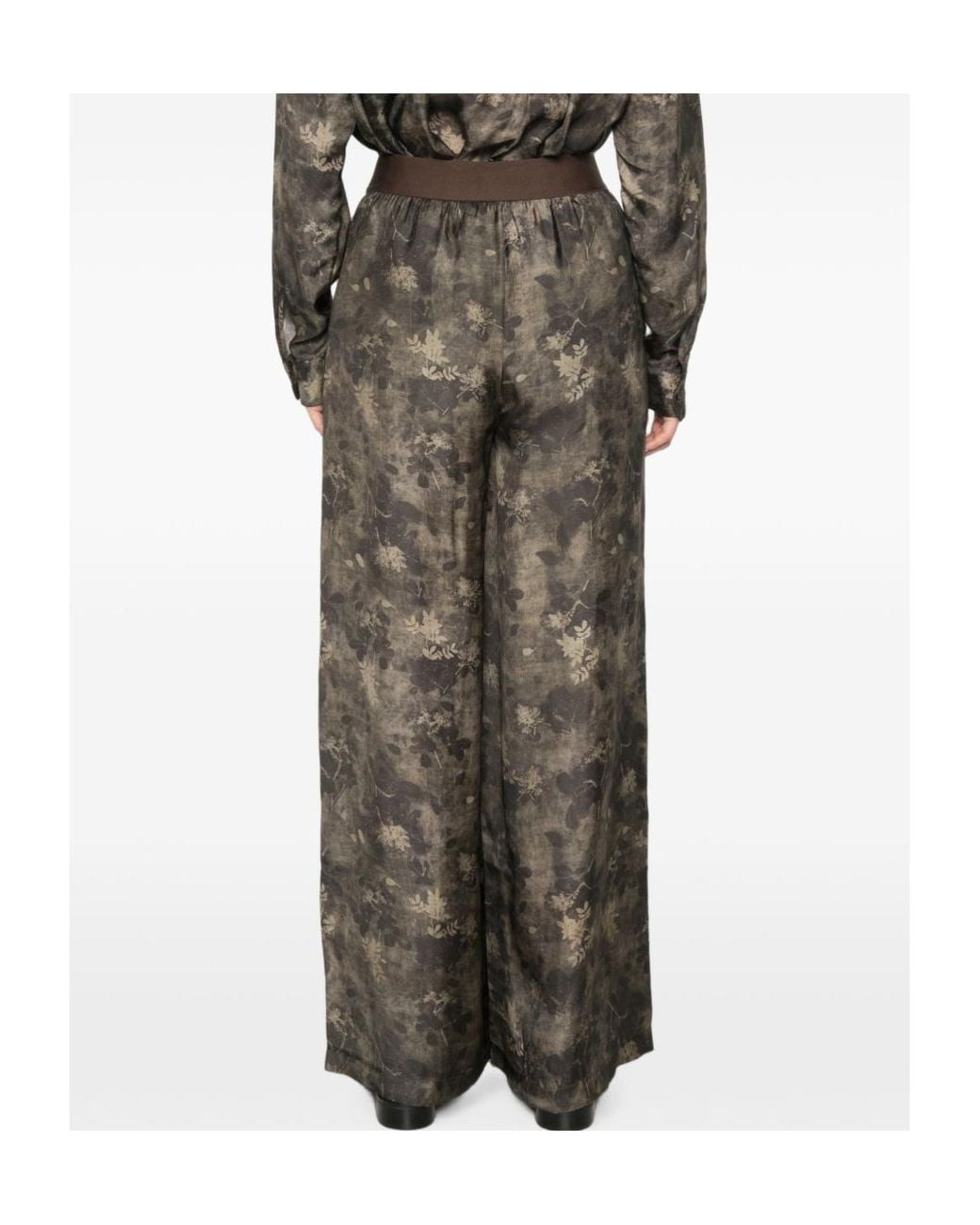 Uma Wang Brown Pansy Printed Trousers