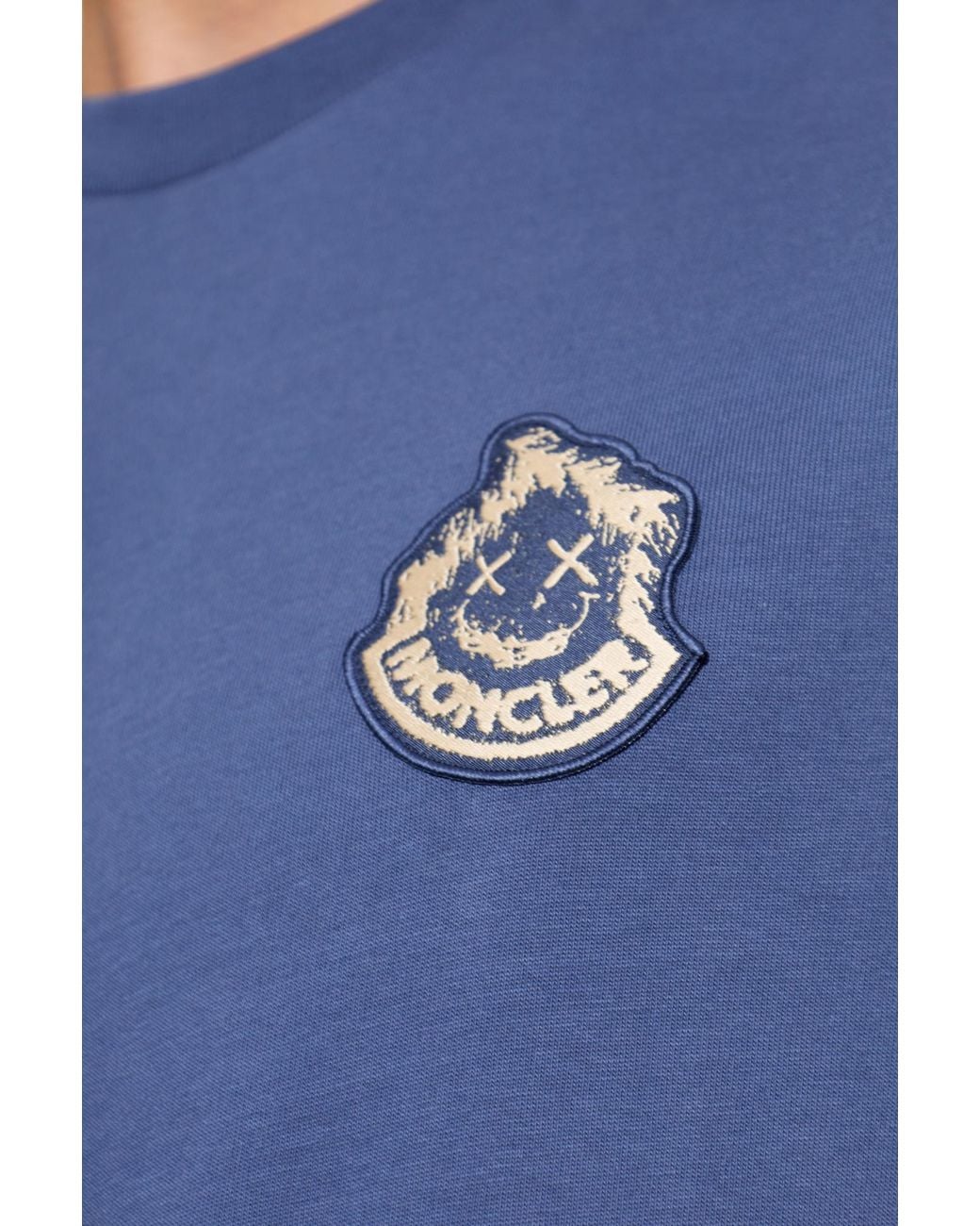 Moncler Blue Crest Logo Patch T-Shirt for men