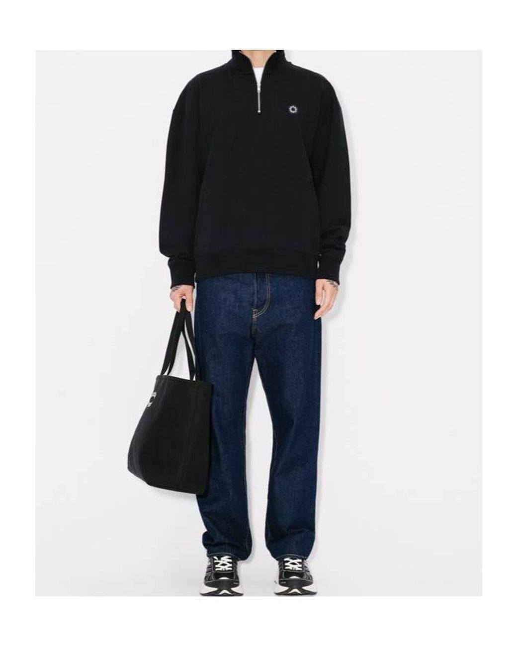 KENZO Black Boke Flower 2.0 Embroidered Zipped Sweatshirt for men