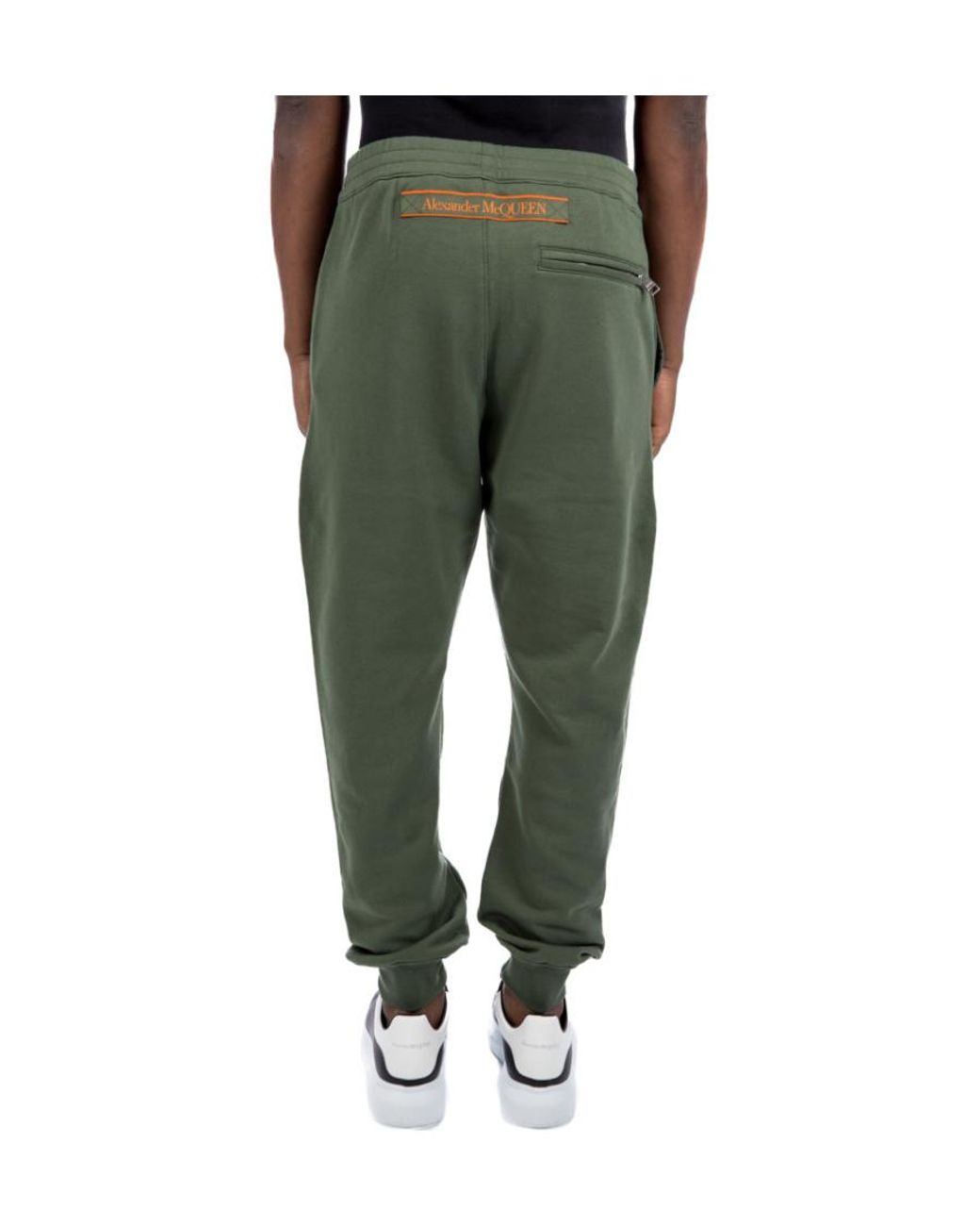 McQueen Green Logo Printed Elastic Waist Jogging Pants for men