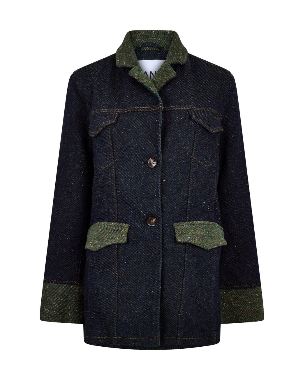 Ganni Blue Twill Blazer