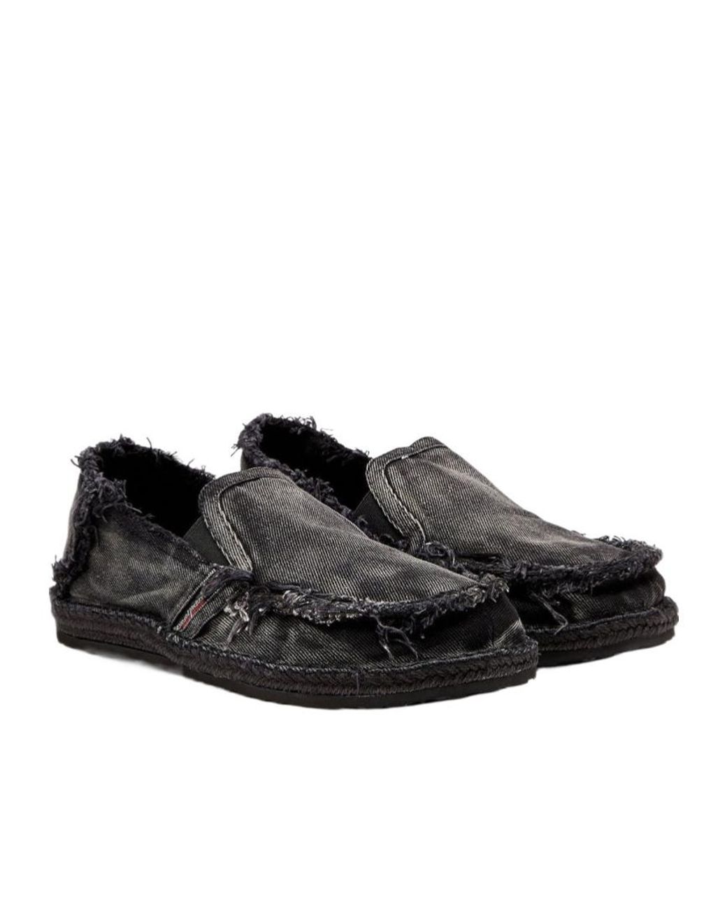 DIESEL Black D-Lukas Frayed Espadrilles for men
