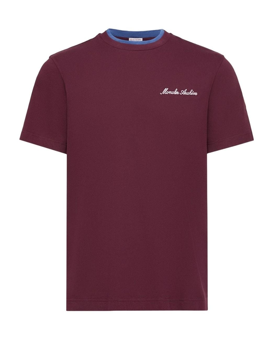 Moncler Purple Logo Embroidered Crewneck T-Shirt for men