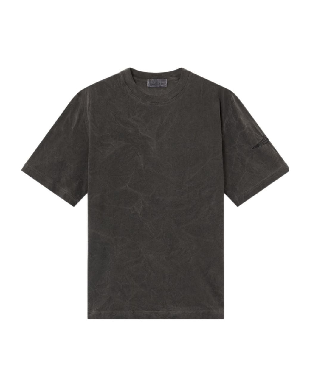 Stone Island Black Embroidered Logo Crewneck T-Shirt for men