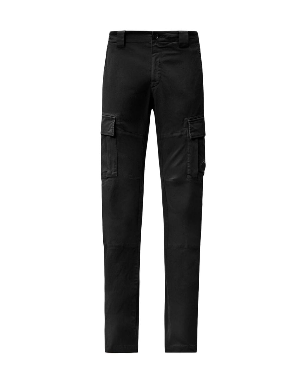 C P Company Black Ergonomic Stretch Satin Work Trousers for men