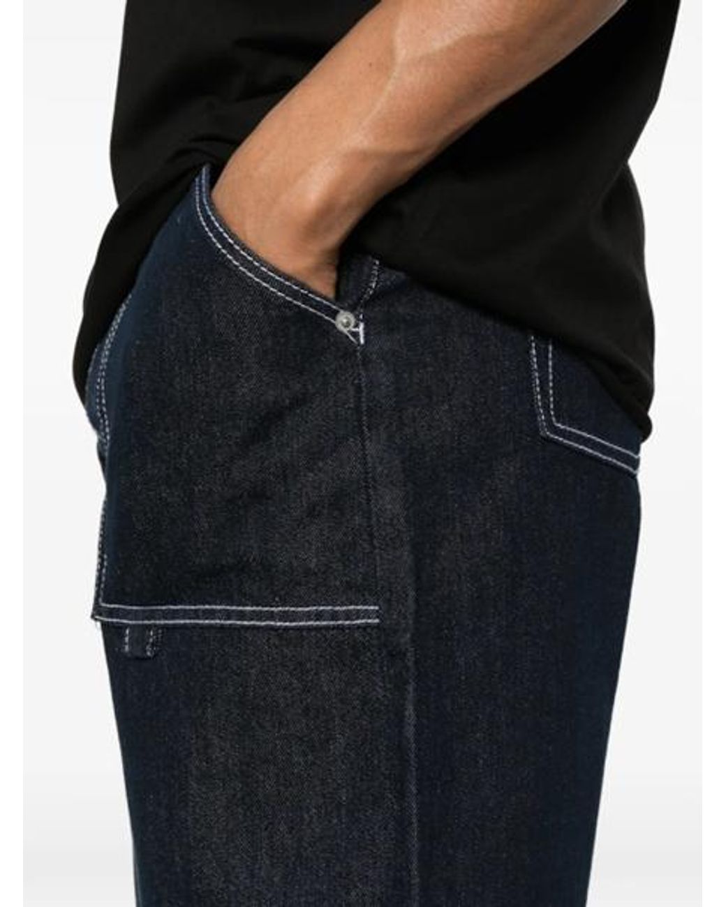 WRSTBHVR Blue Contrast-Stitch Denim Shorts for men