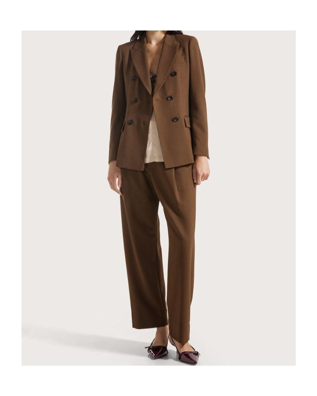Seventy Brown Double-Breasted Blazer