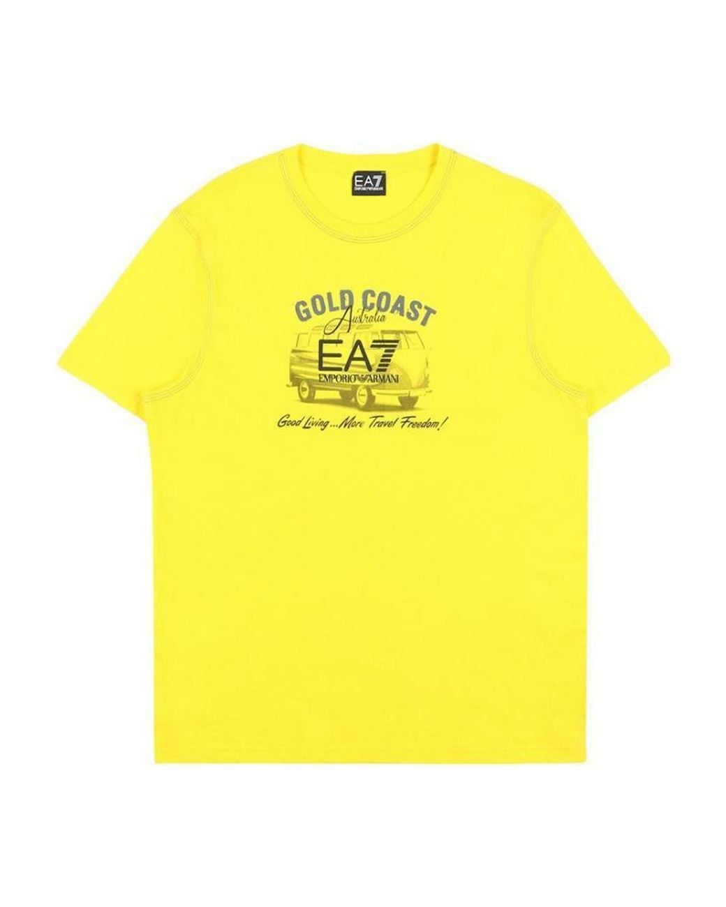 EA7 Yellow Logo T-Shirt With Round Neck for men