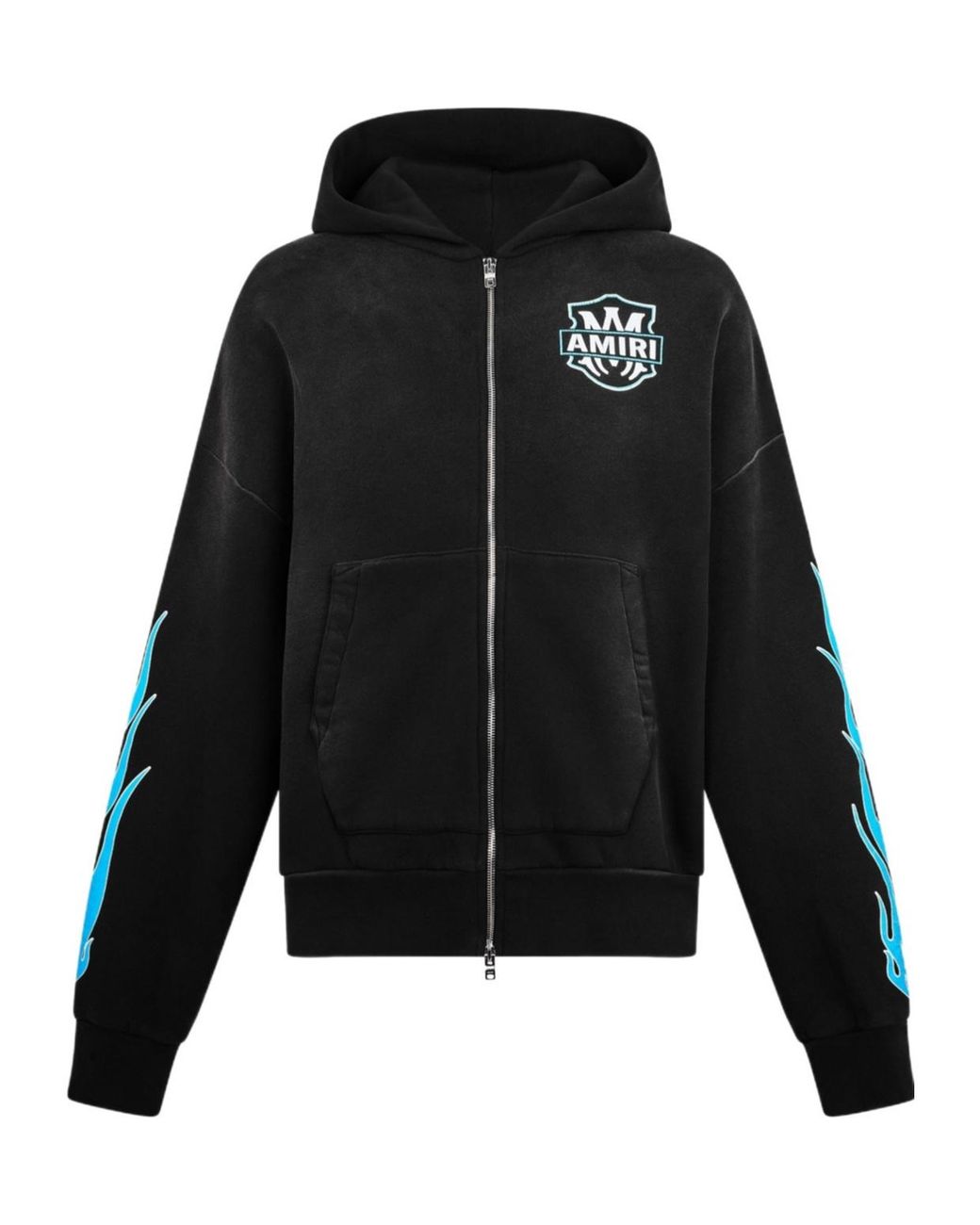 Amiri Black Ma Flames Zip Hoodie for men