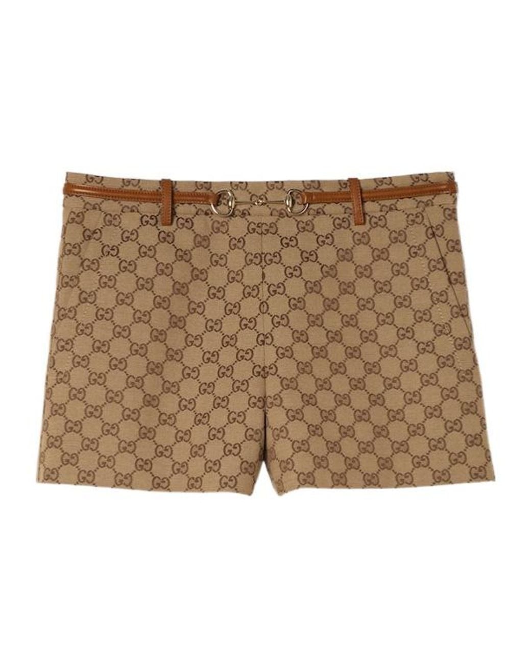 Gucci Brown Horsebit Detail Gg Shorts