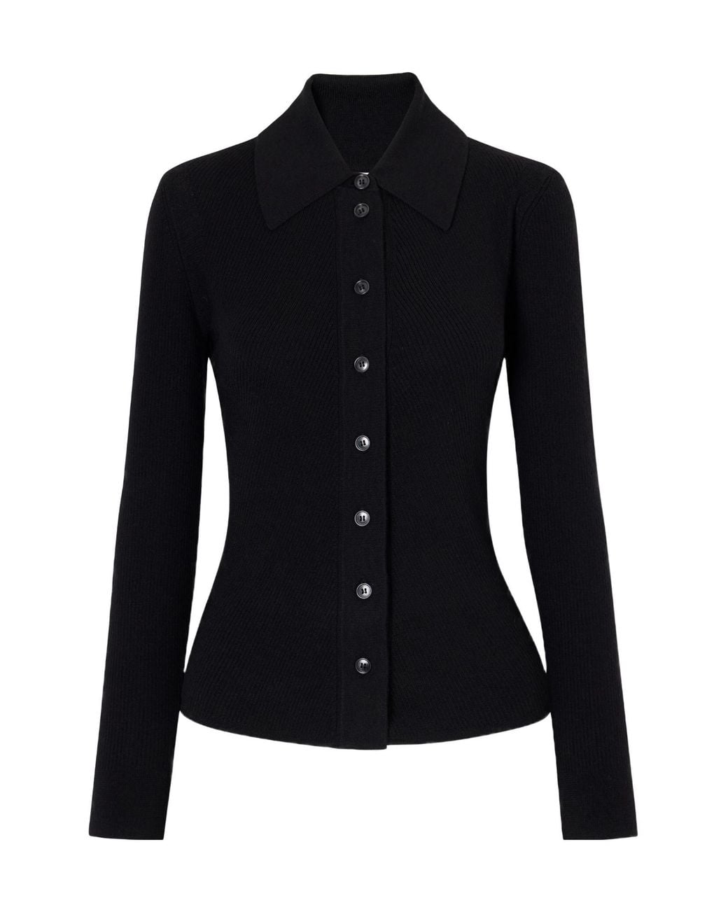 Emilia Wickstead Black Ribbed Wool Cardigan