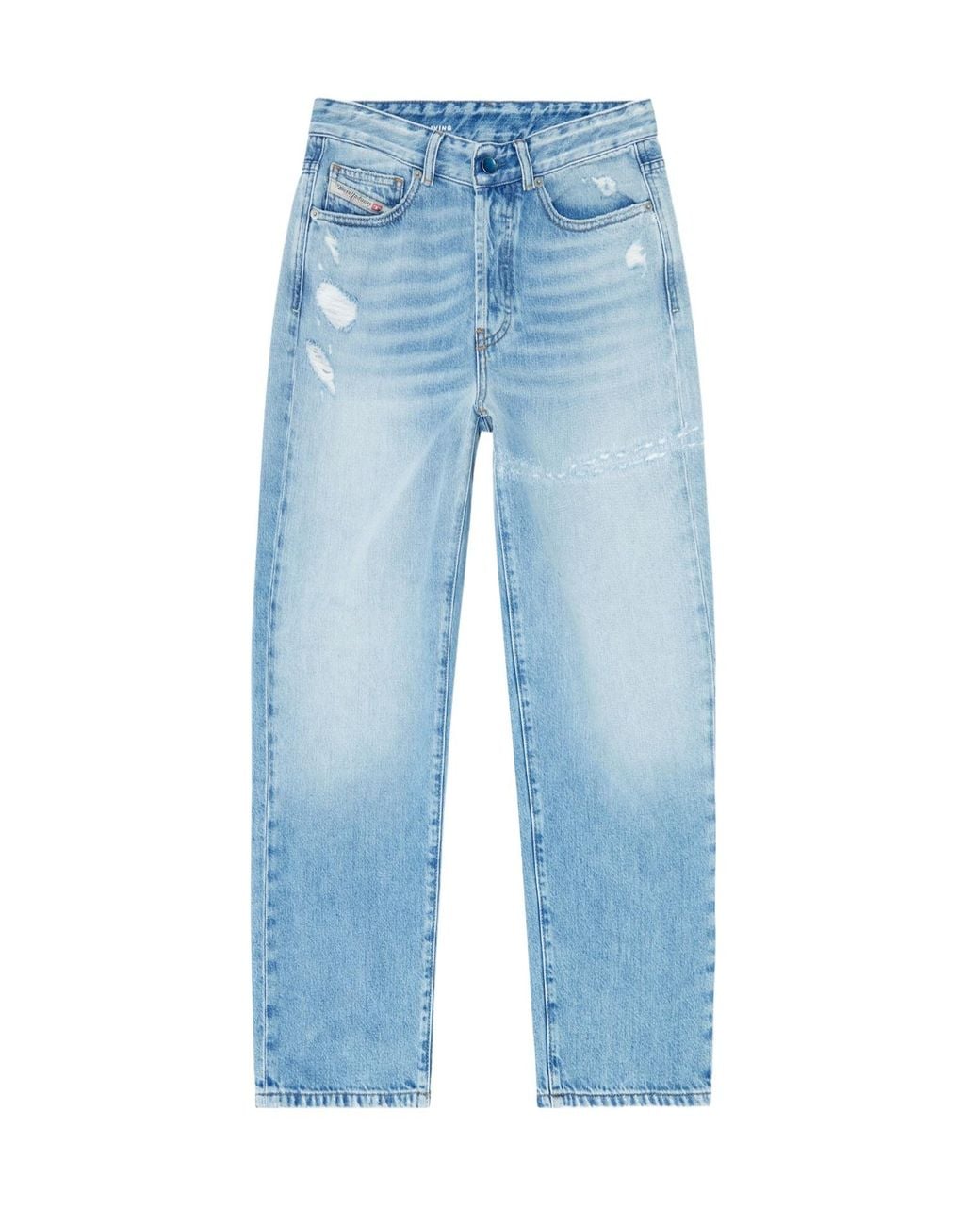 DIESEL Blue Distressed Straight-Leg Jeans