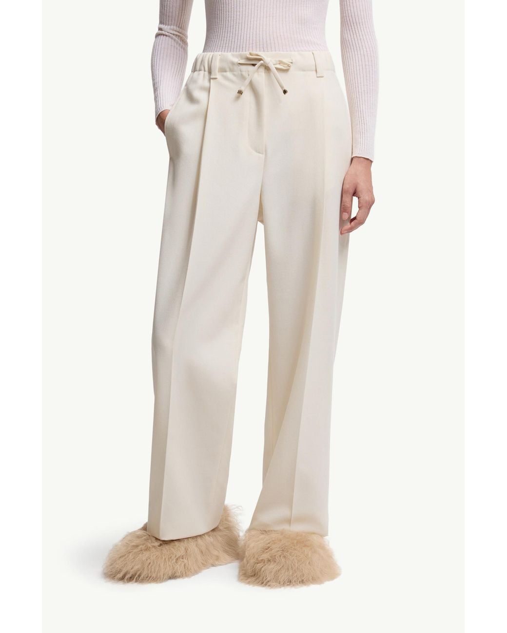 Moncler White Drawstring Tailored Trousers