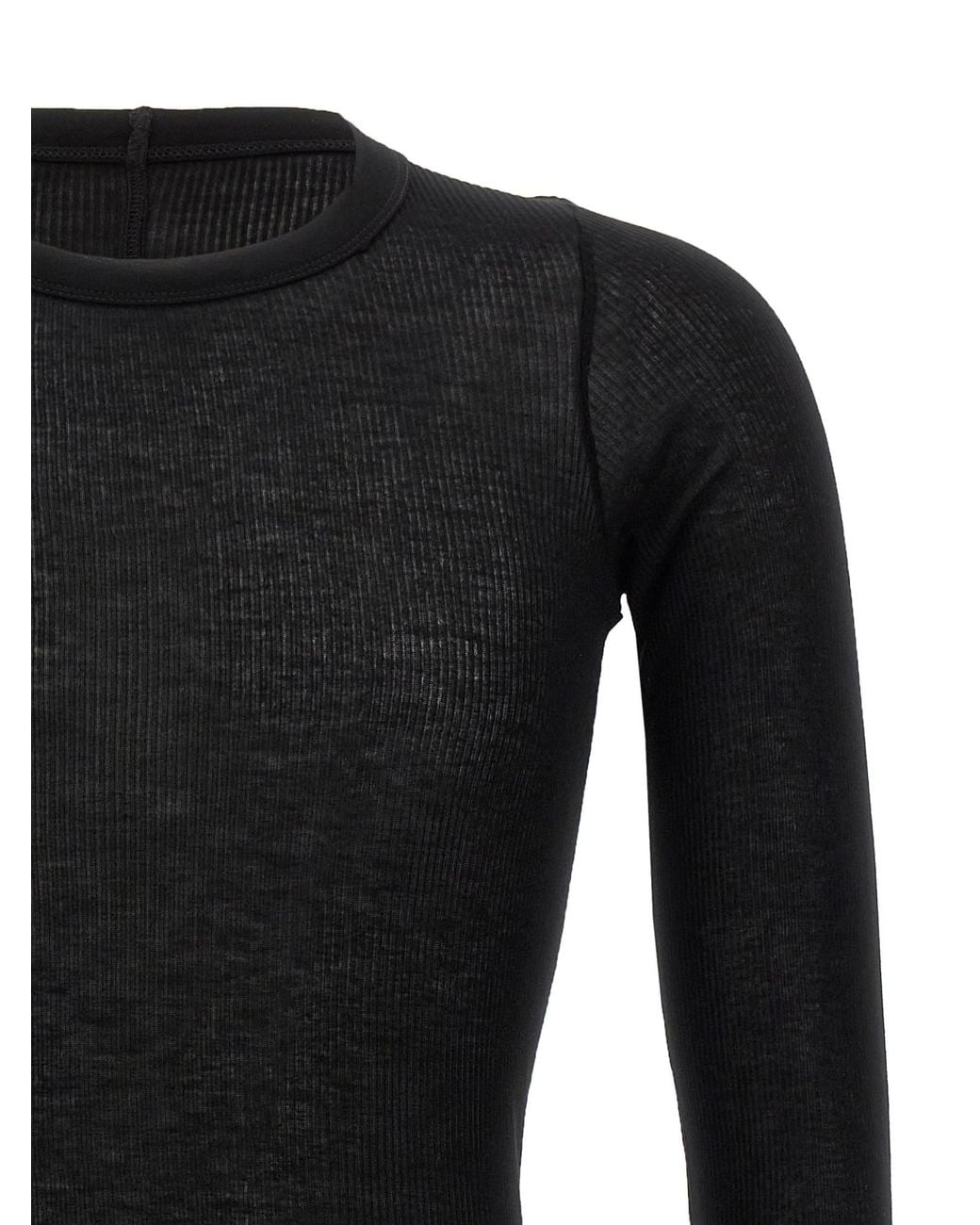 Rick Owens Black Long Sleeved Knitted T-Shirt for men