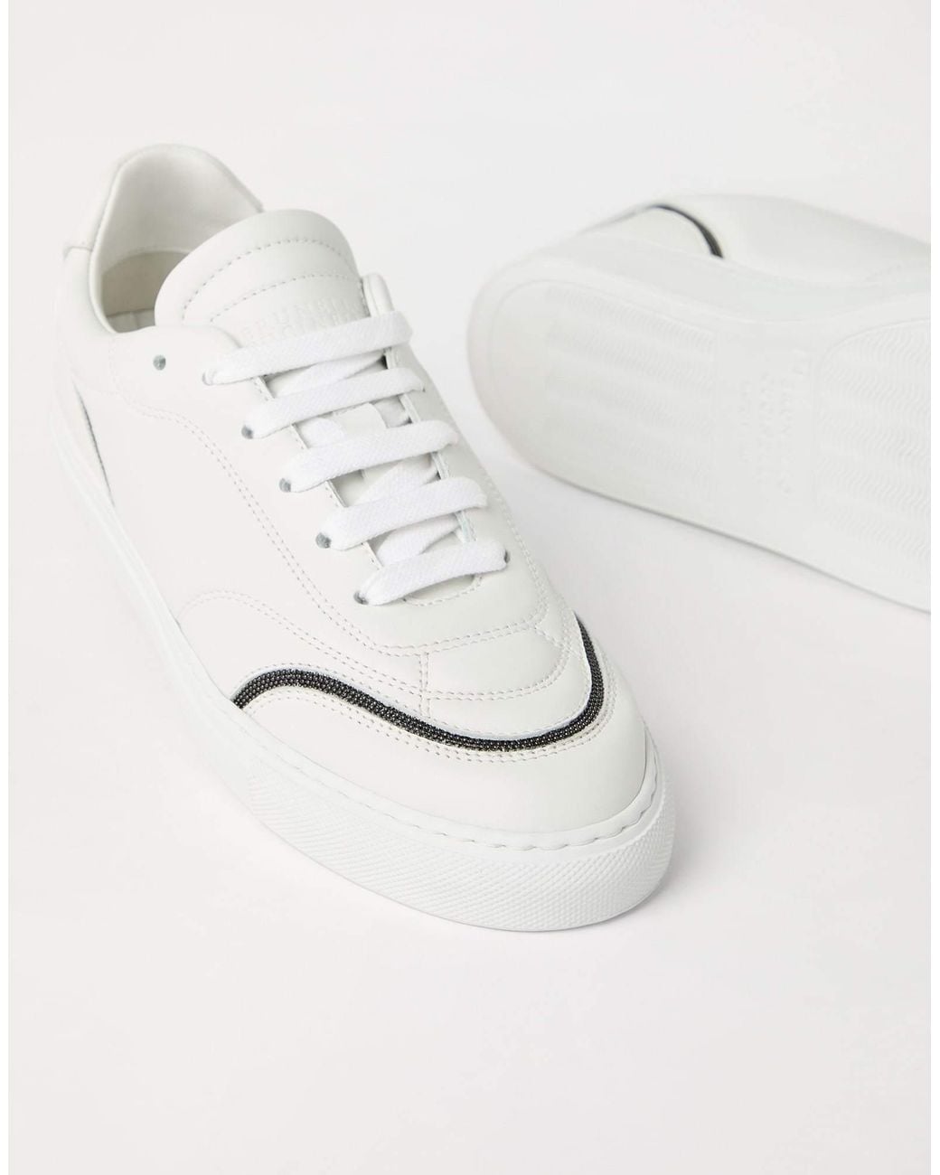 Brunello Cucinelli White Monili-Chain Sneakers