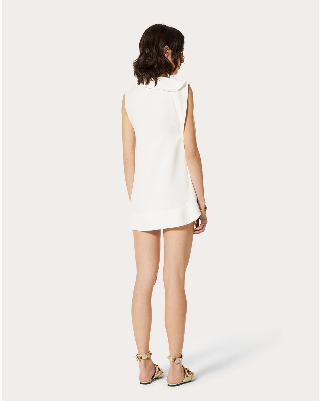 Valentino White Sleeveless Ruffle-Detail Dress
