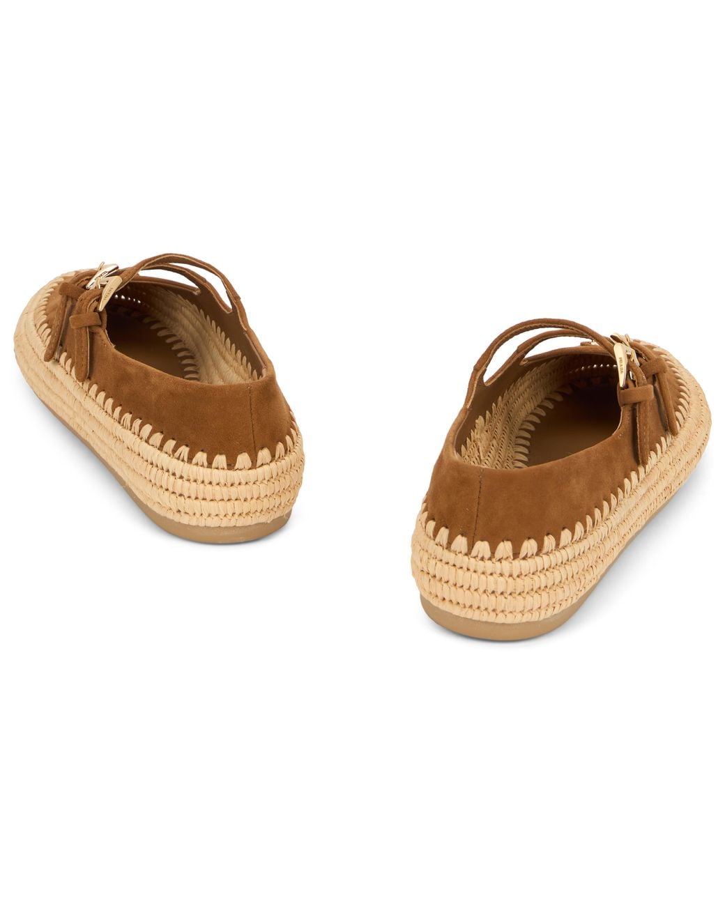 Prada Brown Double-Strap Platform Ballet Flats