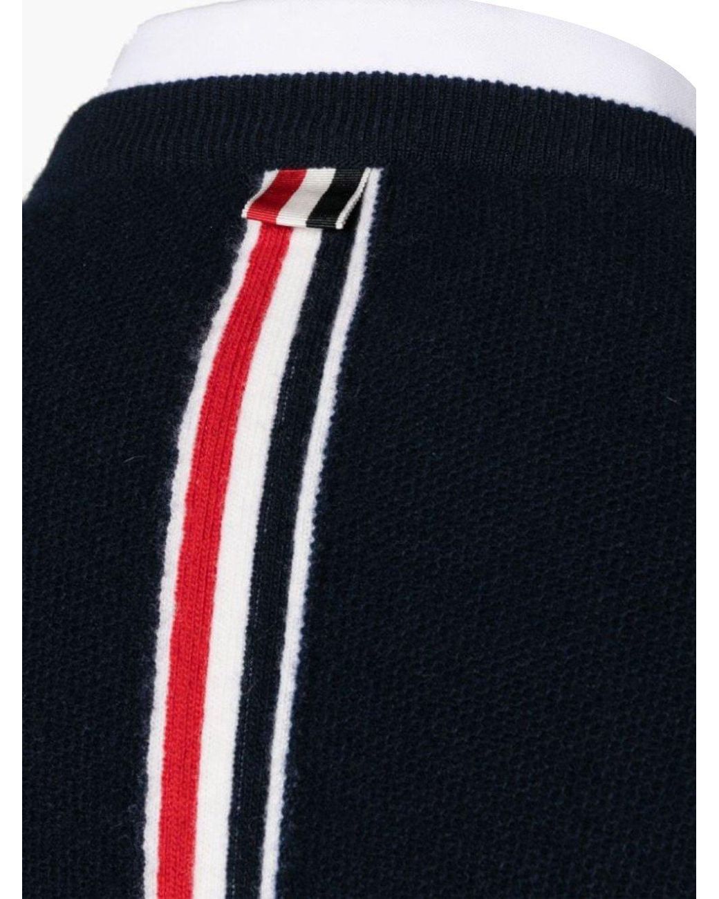 Thom Browne Blue Rwb Stripe V-Neck Knitted Cardigan for men