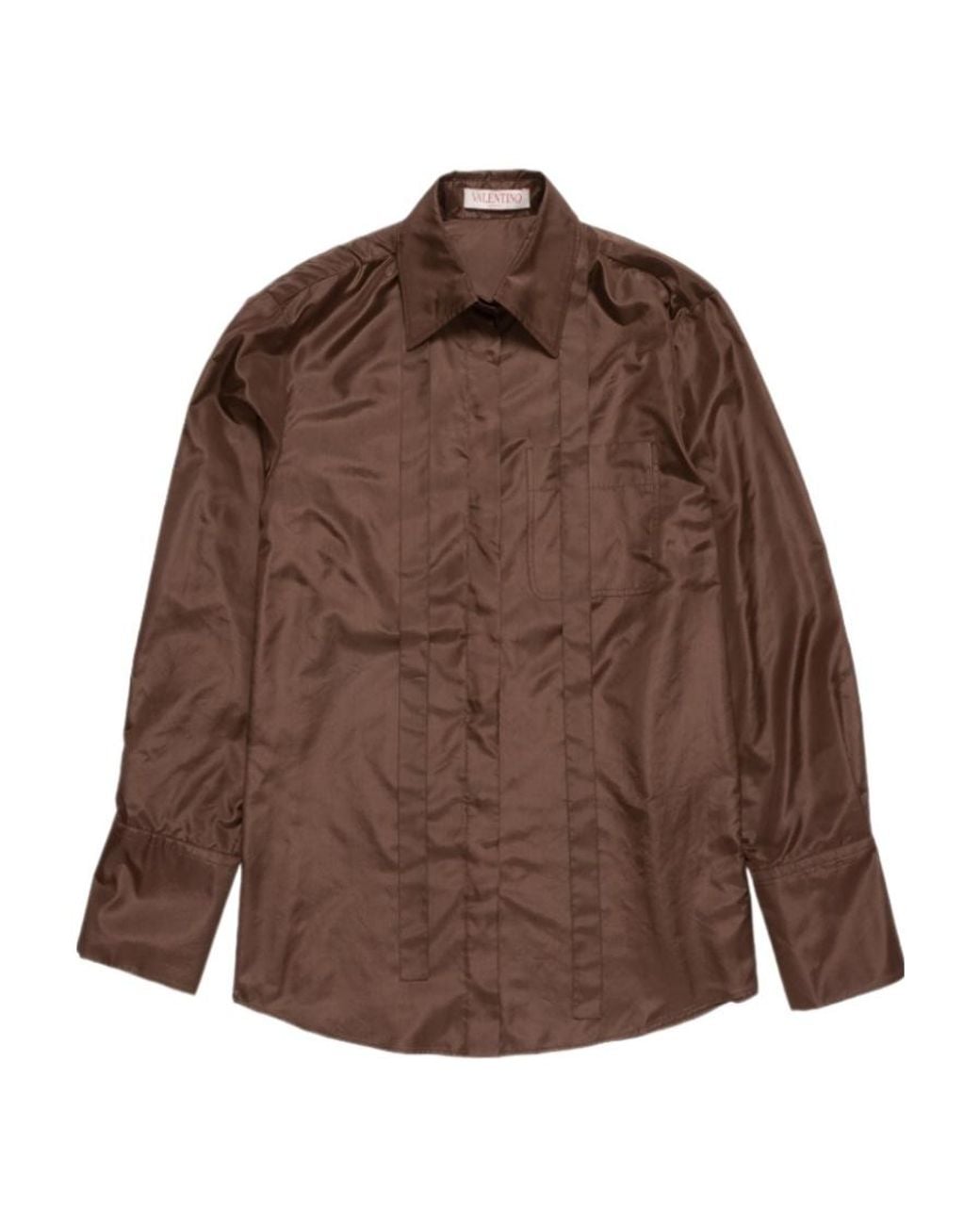 Valentino Brown Long-Sleeved Silk Shirt
