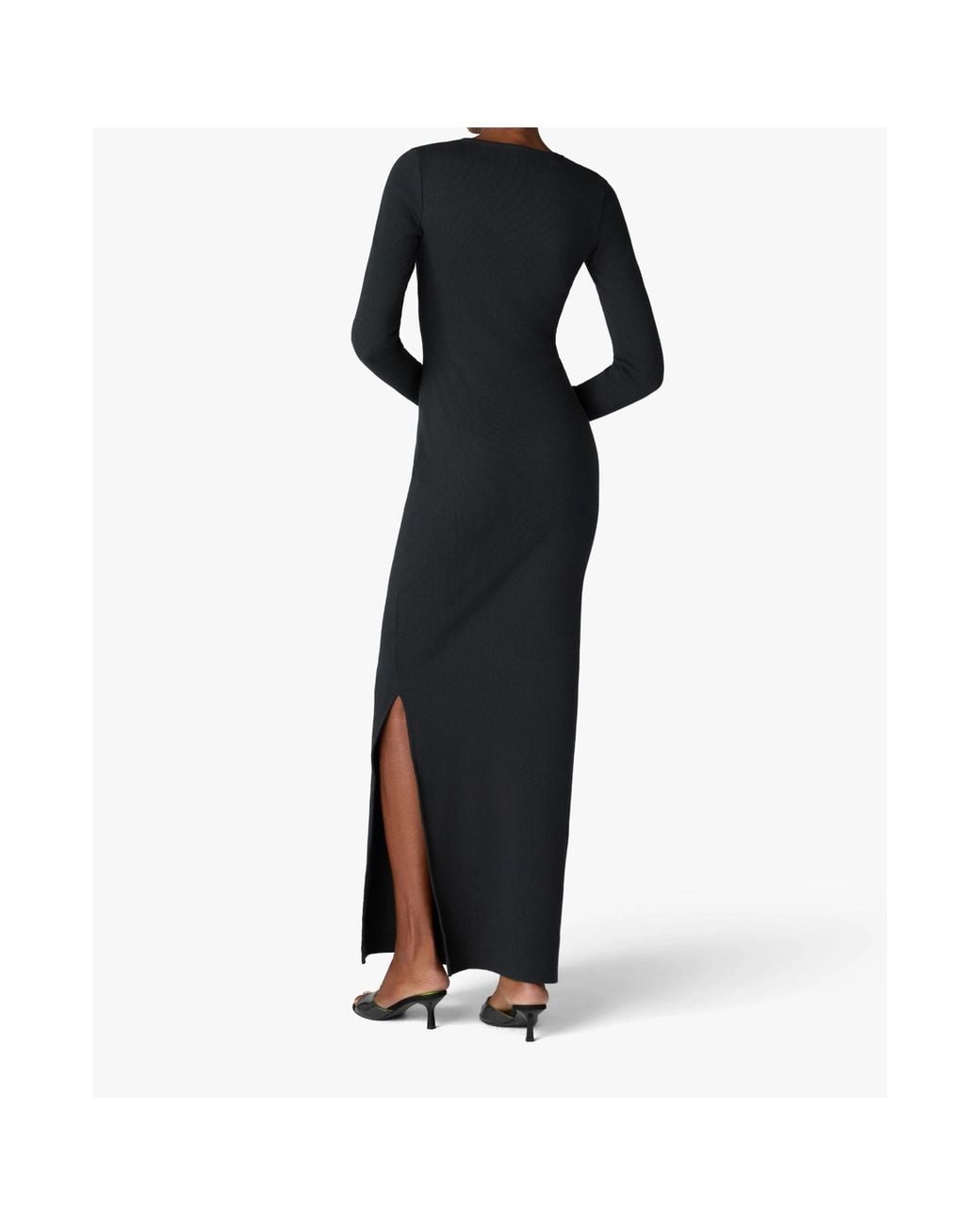 Casablanca Black Ribbed Jewellery Maxi Dress