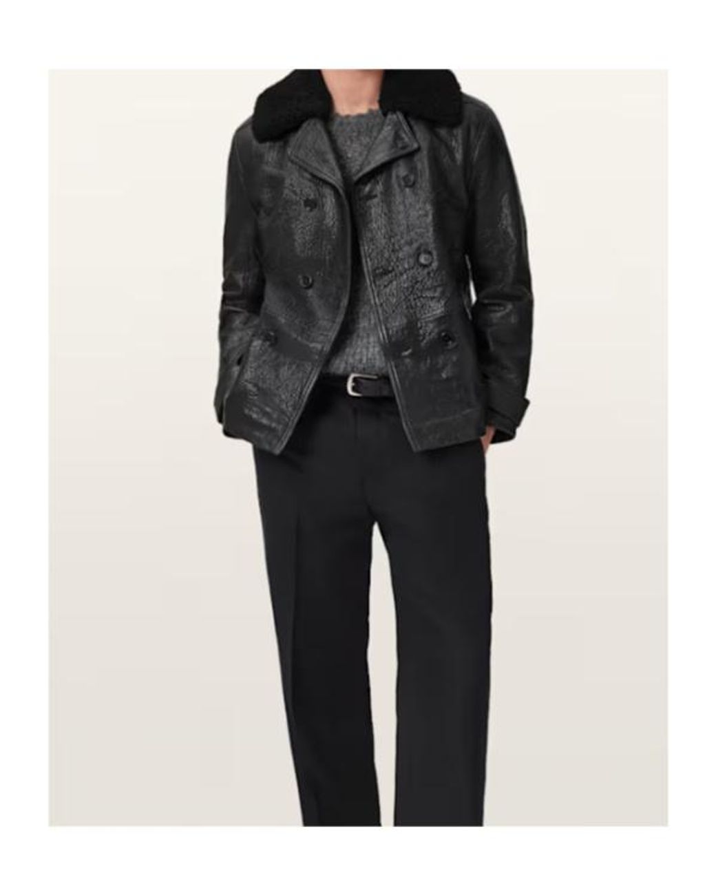 AllSaints Black Hamlet Leather Jacket for men