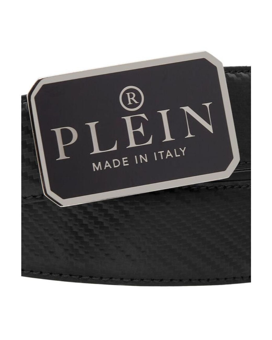Philipp Plein White Logo-Plaque Textured Belt for men