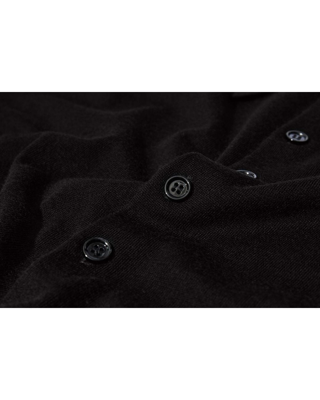 Dries Van Noten Black Long-Sleeve Polo Knit for men