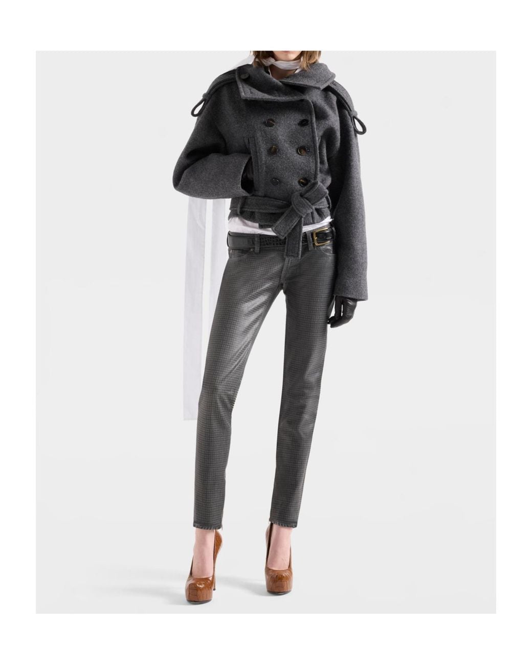 7 For All Mankind Black Double-Breasted Short Coat