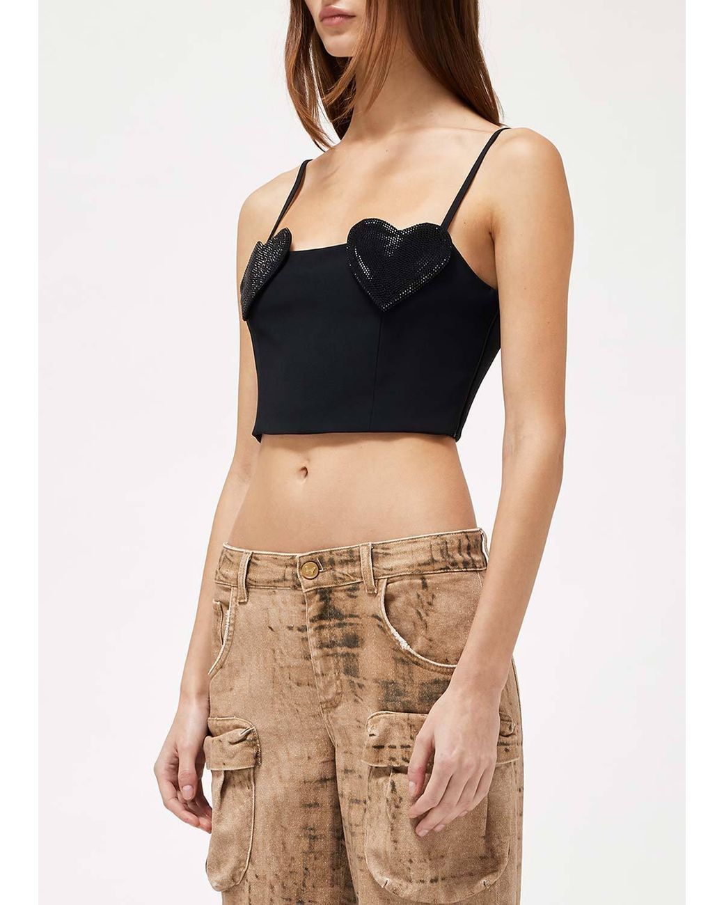 Blumarine Black Heart-Patch Crop-Top