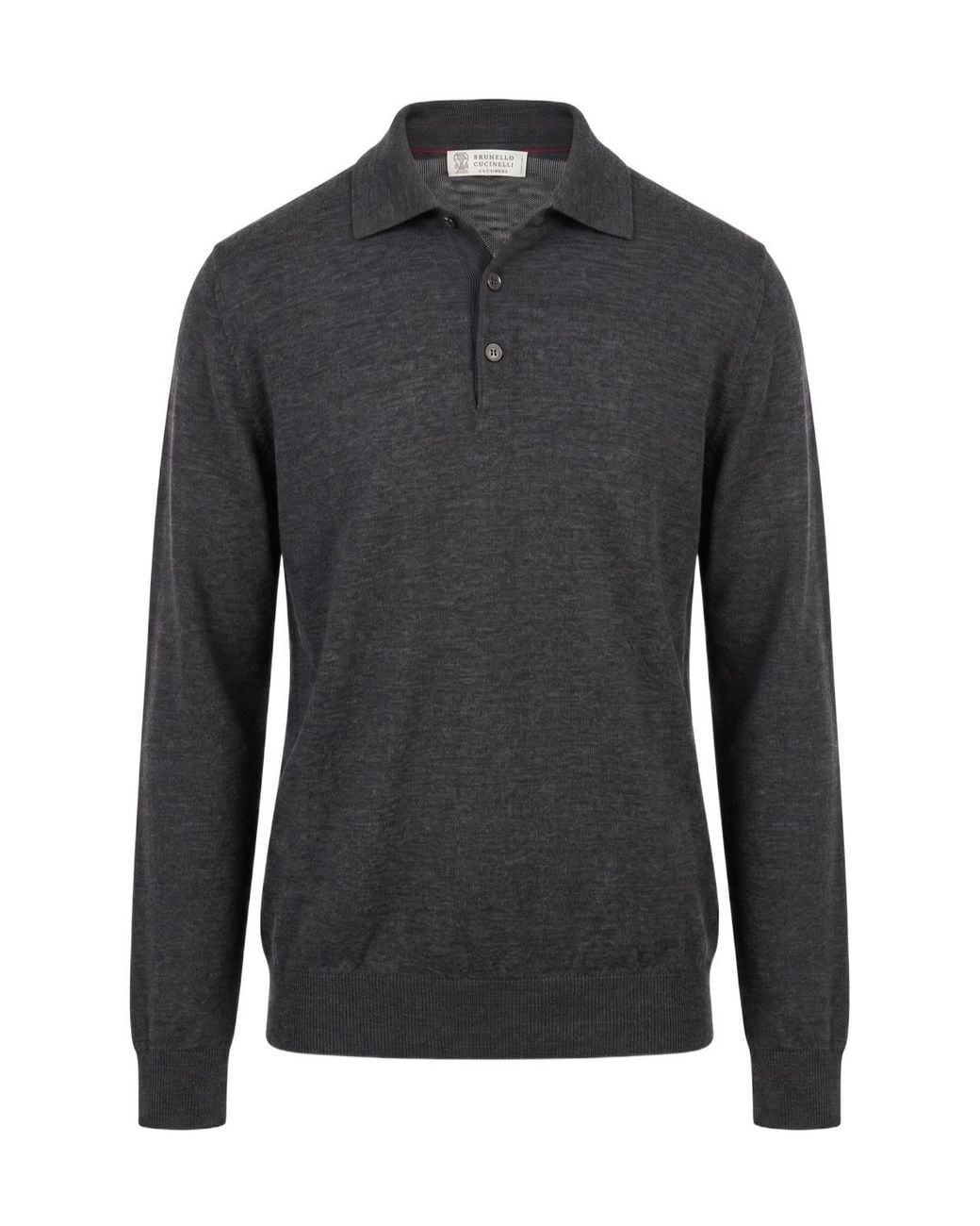 Brunello Cucinelli Black Collared Long-Sleeved Knit Sweater for men