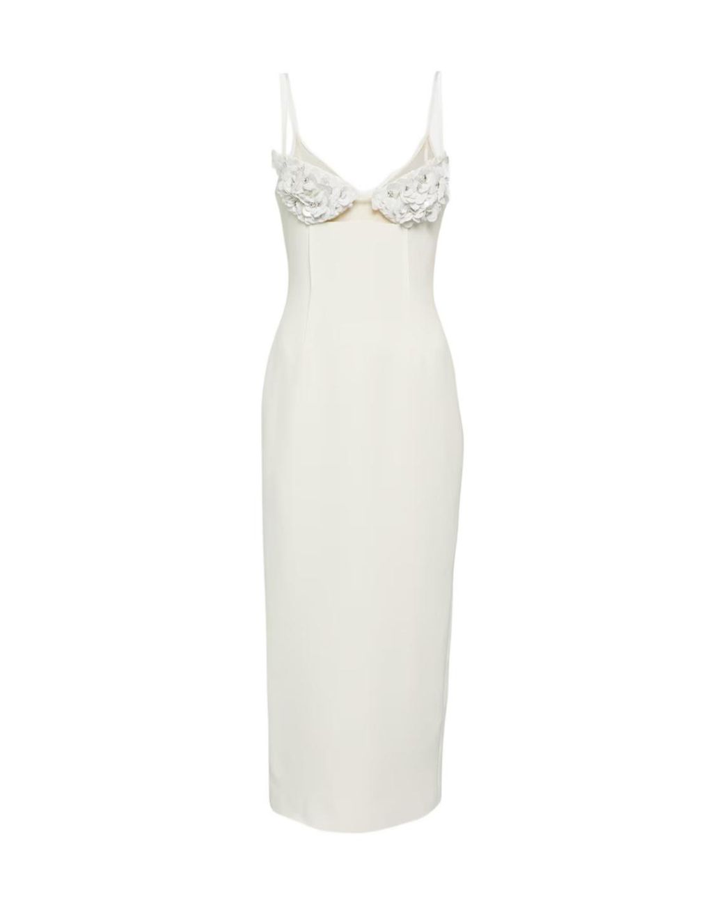 David Koma White Embellished Cady Midi Dress