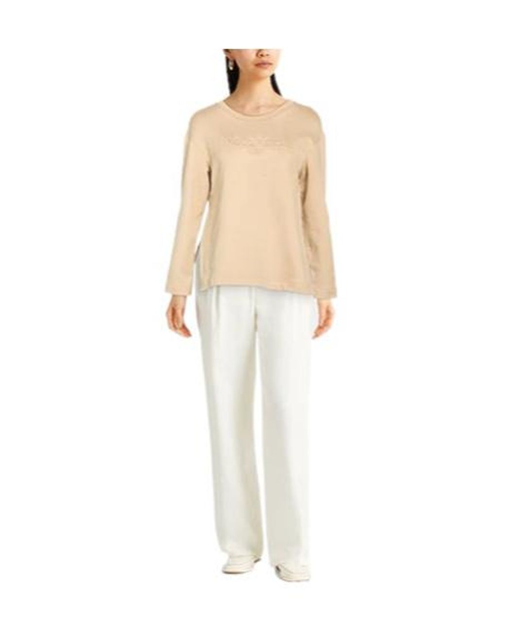 Max Mara Natural Minimal Crew Neck Long Sleeve T-Shirt