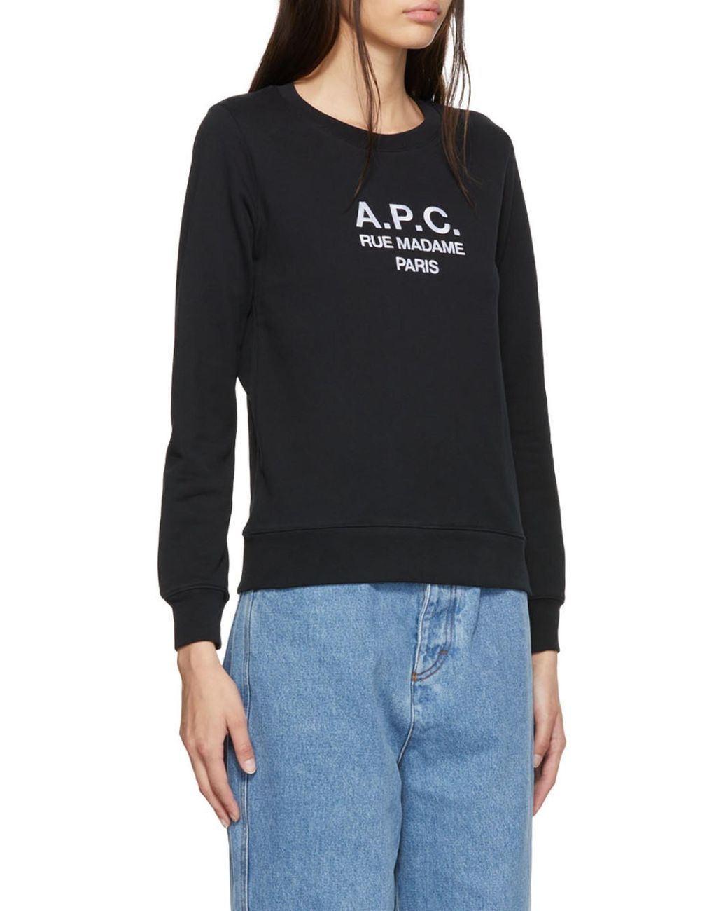 A.P.C. Black Logo Embroidered Crewneck Sweatshirt