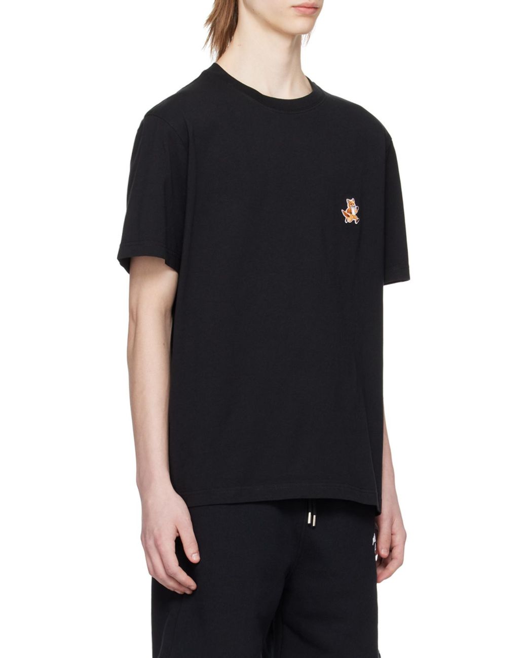 Maison Kitsuné Black Maison Kitsuné Speedy Fox Patch Comfort T-Shirt for men