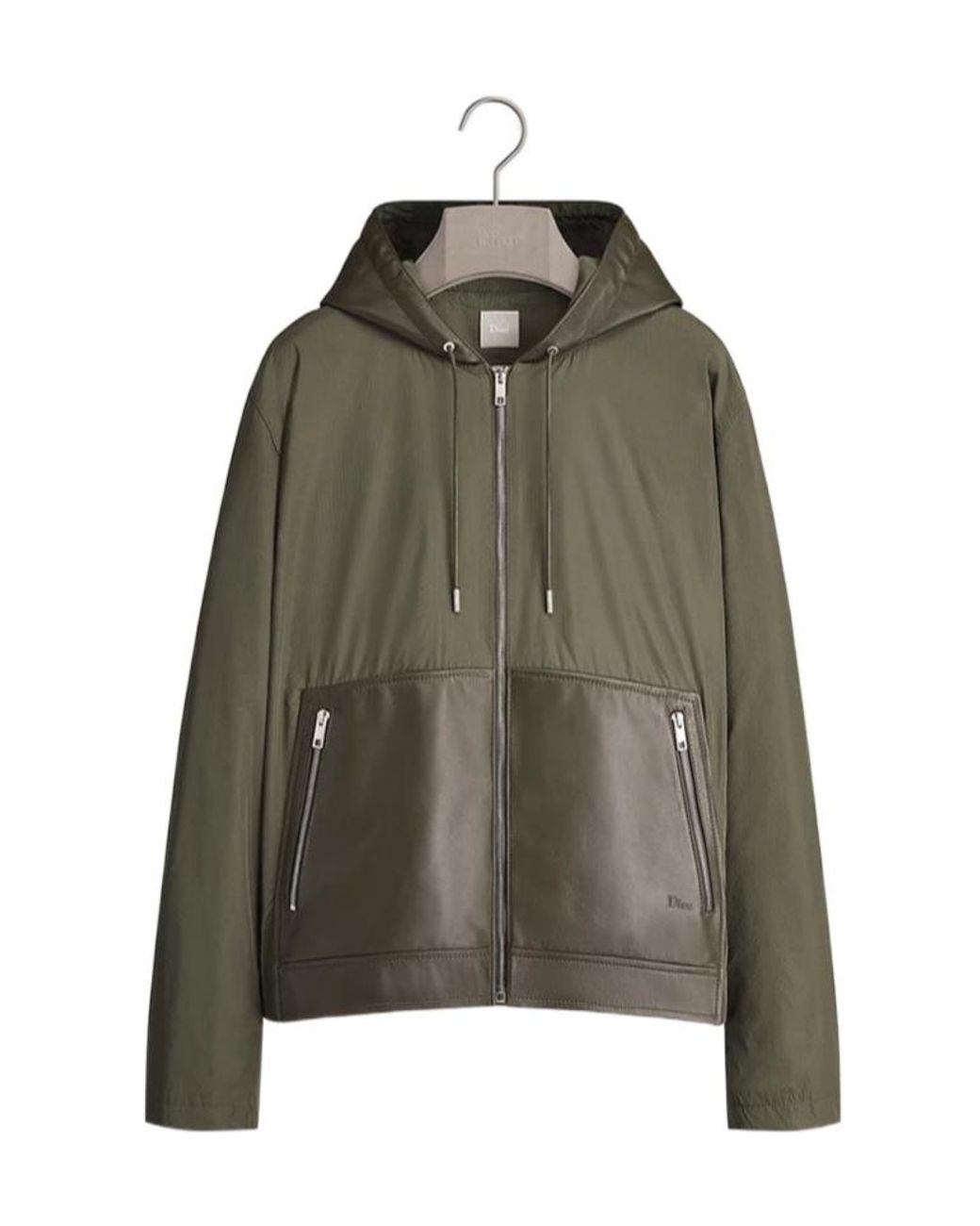 Dior Green Panelled Zip-Up Hooded Jacket for men