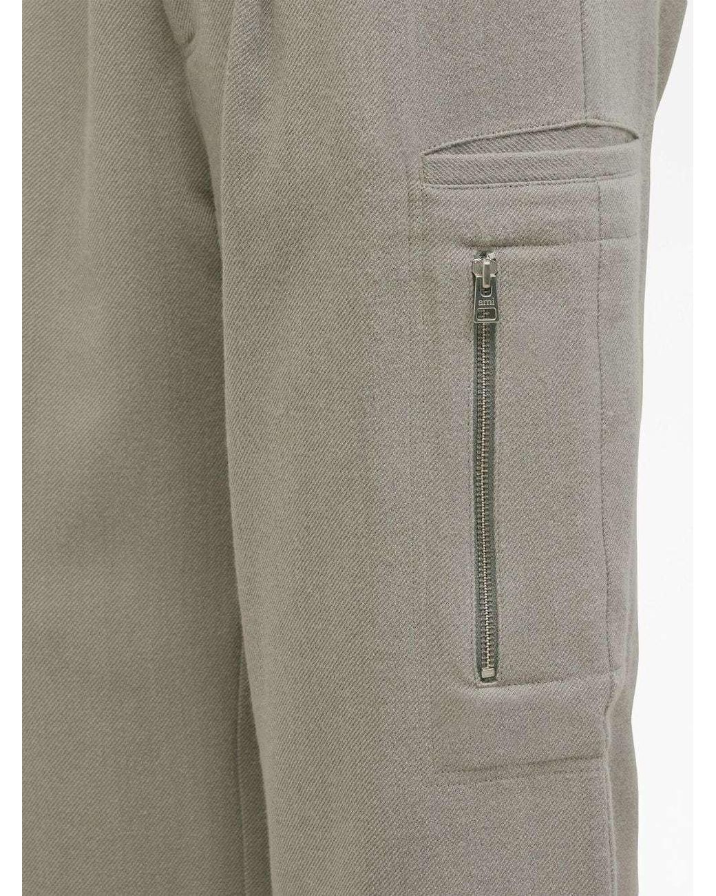 AMI Blue Ami Pleated Wide-Leg Cargo Pants for men