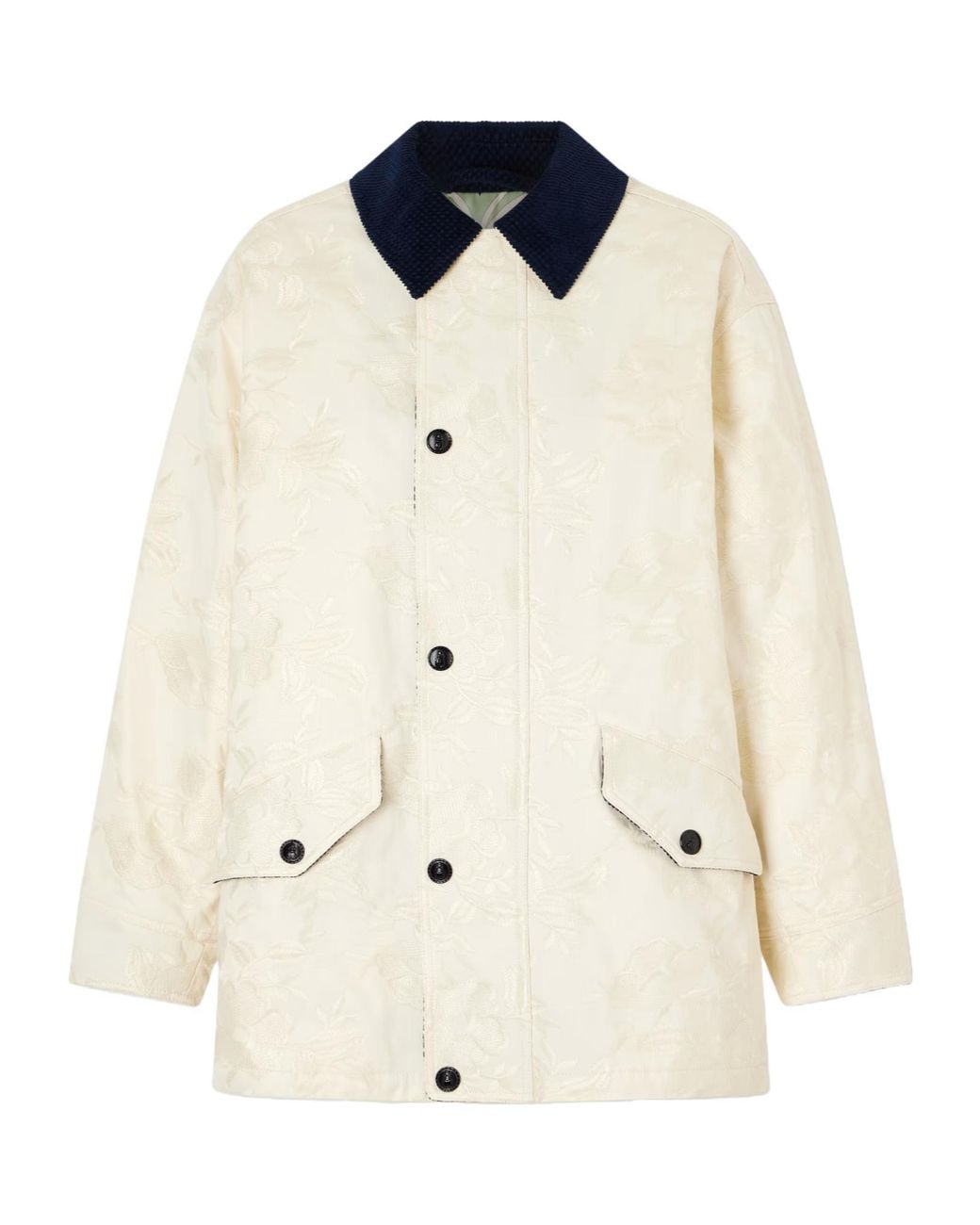 LaDoubleJ White Floral Jacquard Casual Jacket