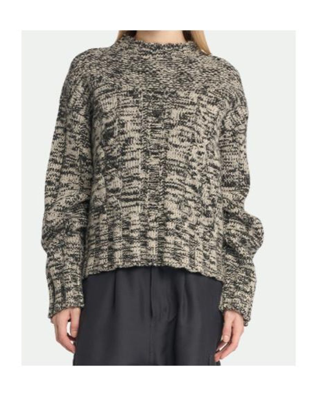 Malo Gray Mélange Cable-Knit Knitted Sweater