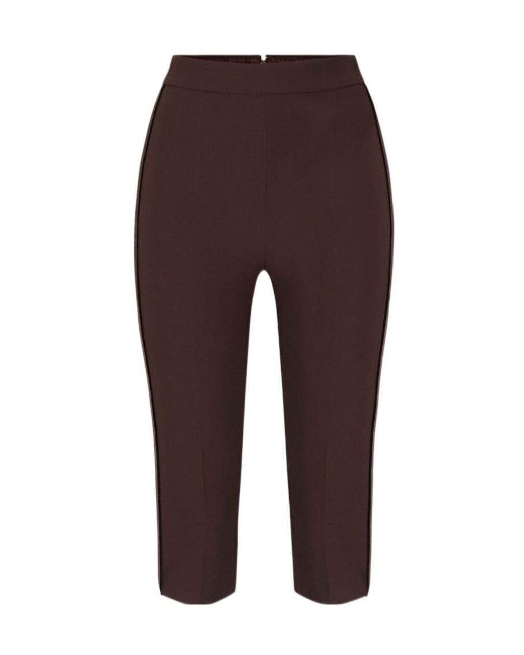 Elisabetta Franchi Brown Satin Insert Capri Trousers