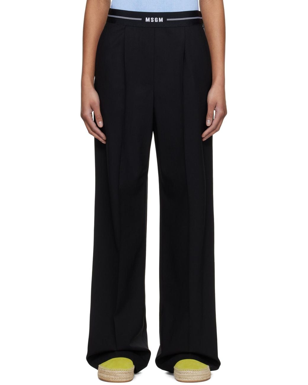 MSGM Black Logo-Waist Trousers