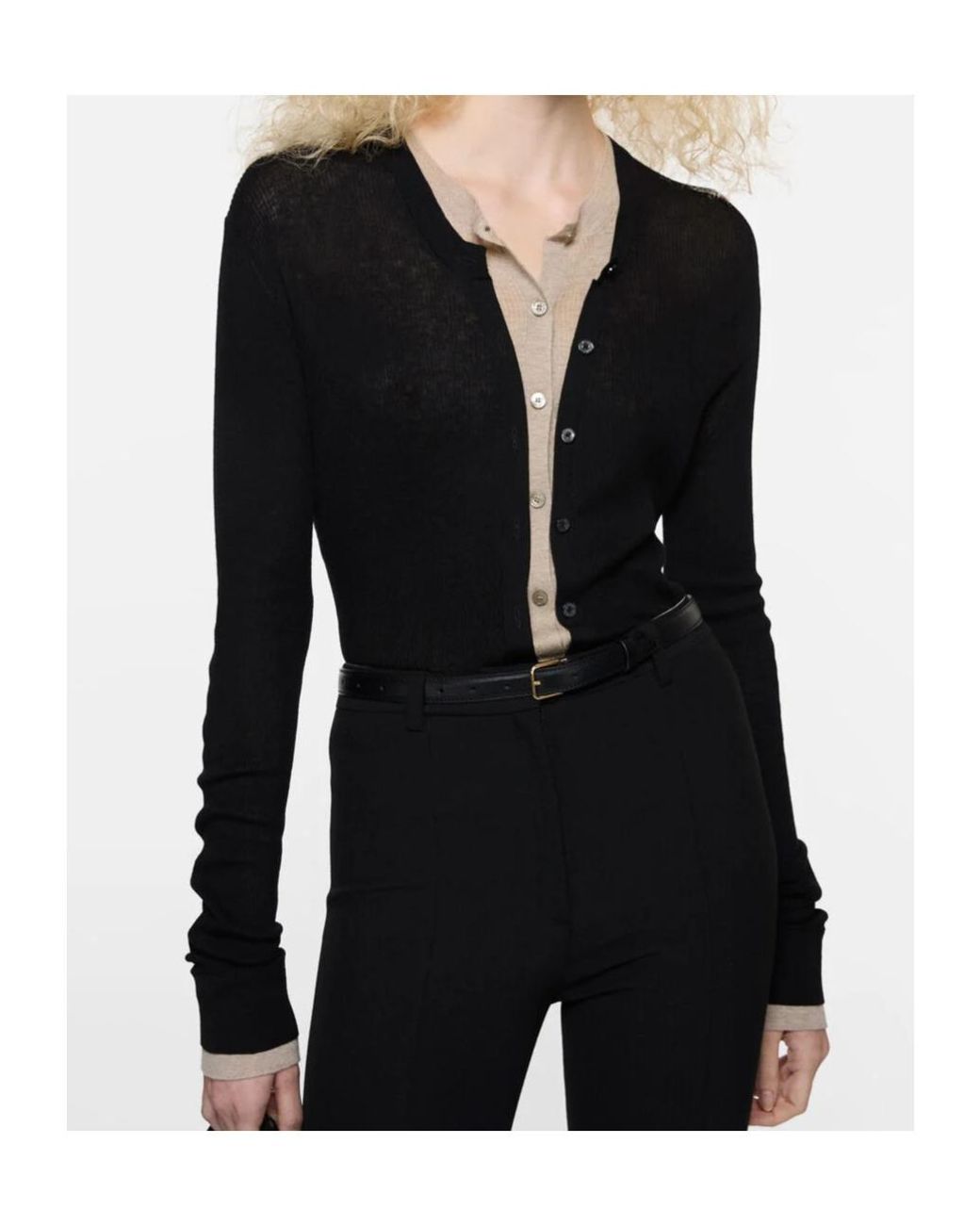Acne Black Sheer Buttoned Cardigan