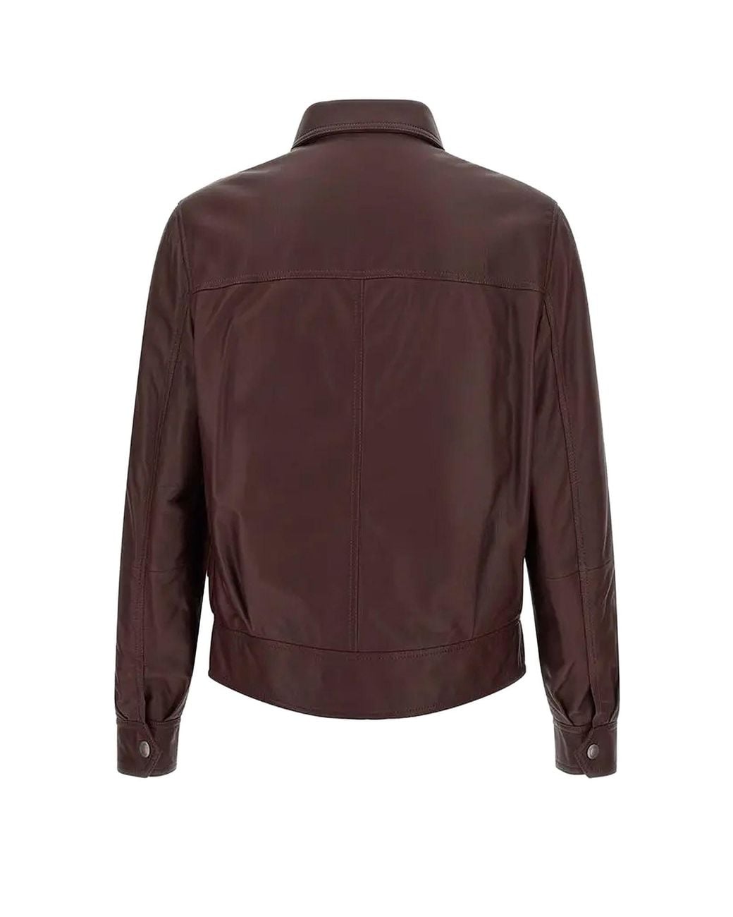 Brunello Cucinelli Brown Collared Biker Jacket for men