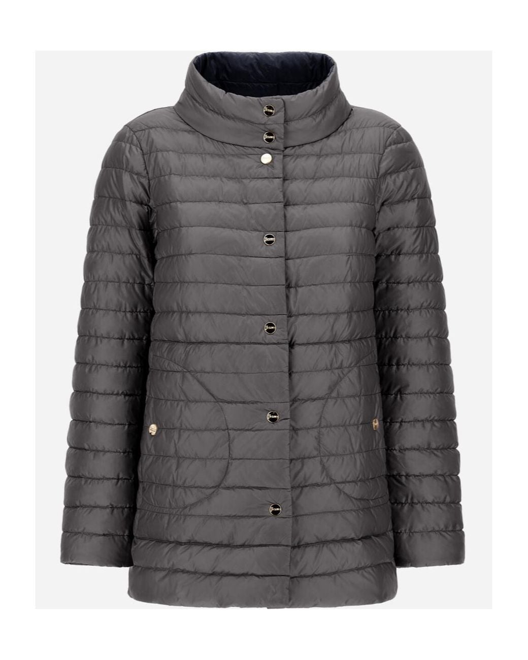 Herno Blue Reversible A-Shape Jacket With Contrasting Colors