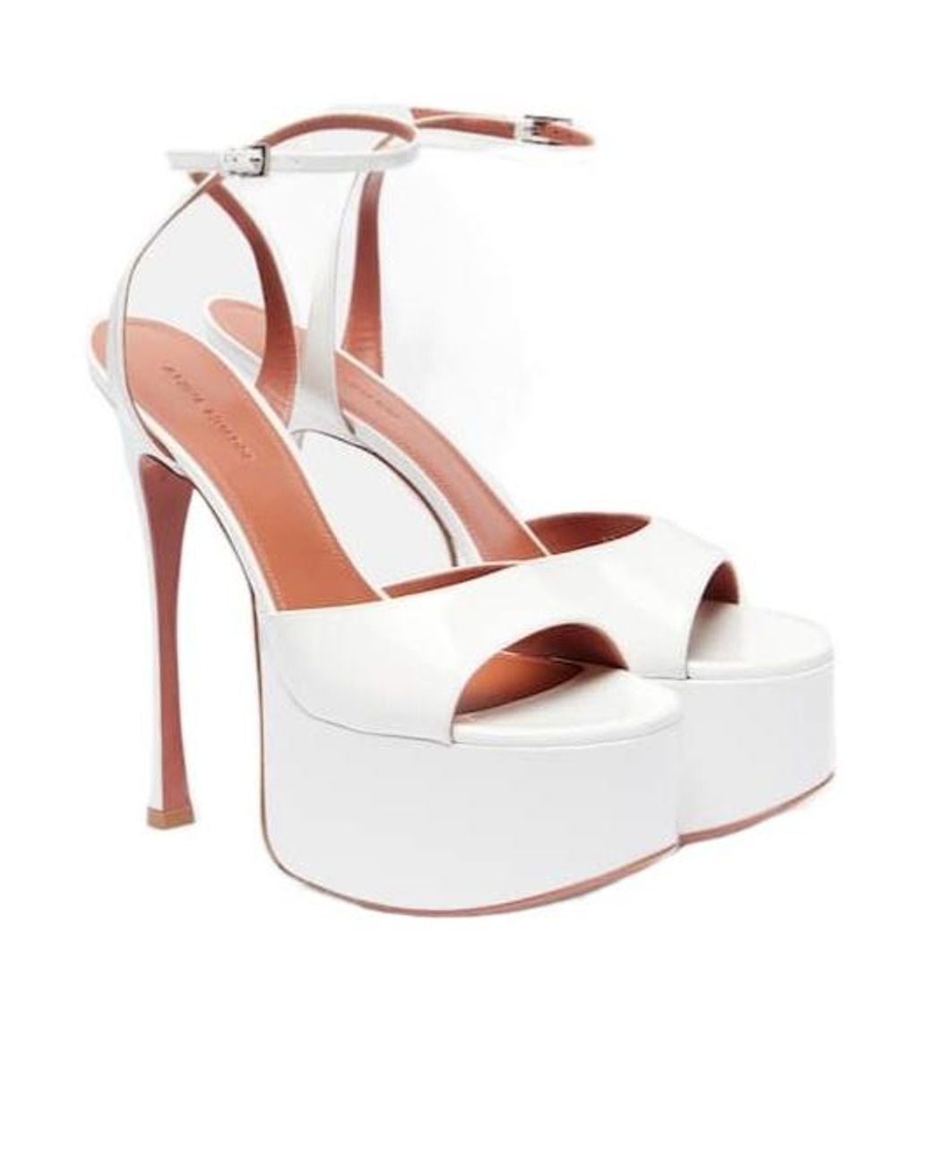 AMINA MUADDI White Patent Leather Platform Sandals