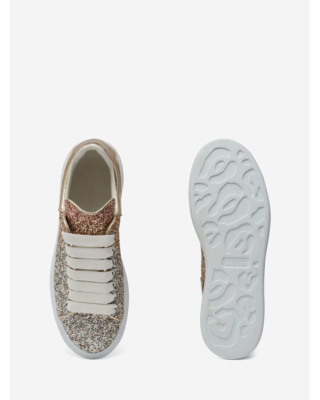 McQueen Gray Oversized Glitter Chunky Lace-Up Sneakers