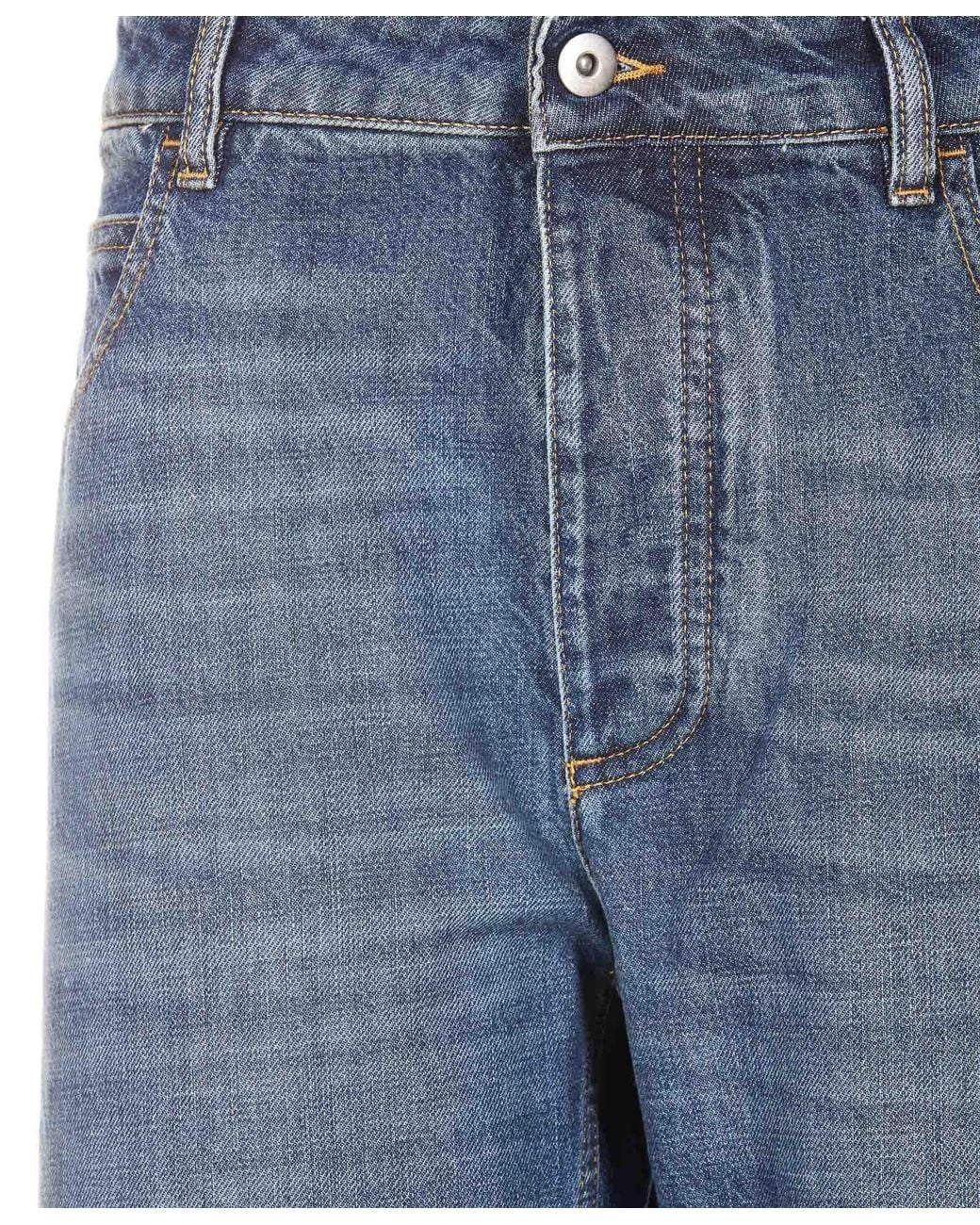 Bottega Veneta Blue Straight-Leg Floor-Length Jeans