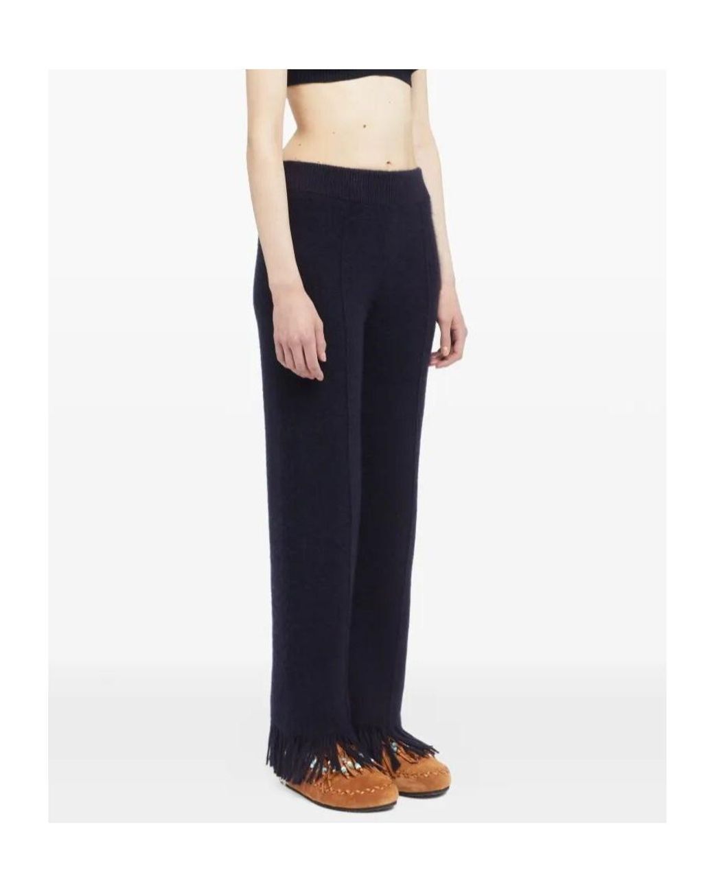 Alanui Blue Fringe-Detail Trousers